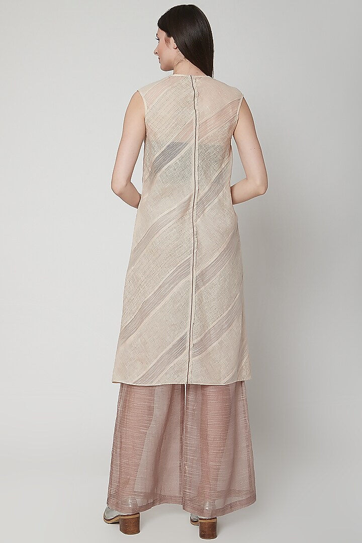 Blush Pink Panelled Vacation Dress With Stripes by Urvashi Kaur at Pernia's Pop Up Shop