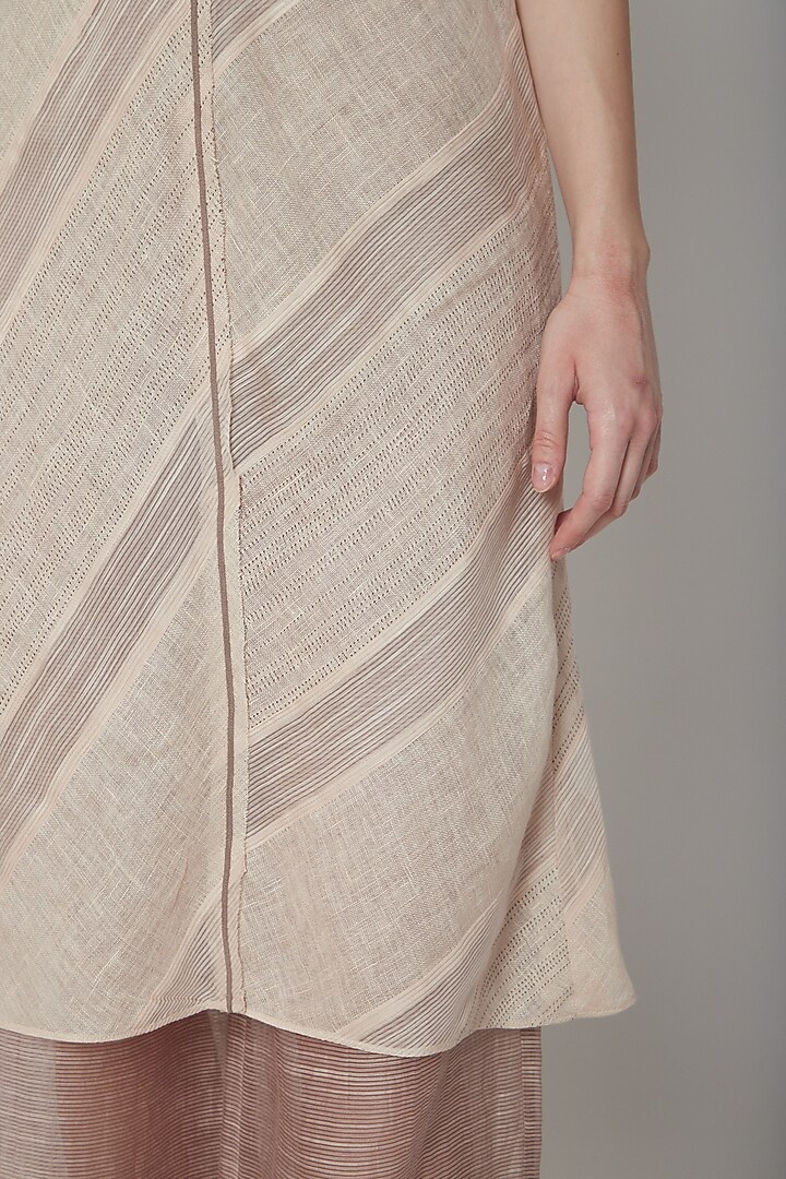 Blush Pink Panelled Vacation Dress With Stripes by Urvashi Kaur at Pernia's Pop Up Shop