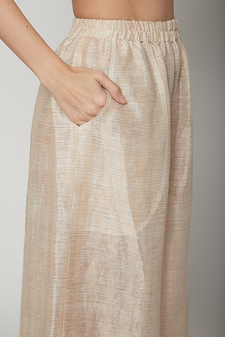White Handwoven Layered Top With Pleats by Urvashi Kaur at Pernia's Pop Up Shop