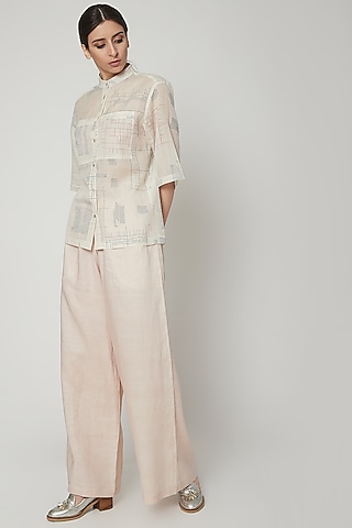 White Slouchy Linen Pants by Urvashi Kaur