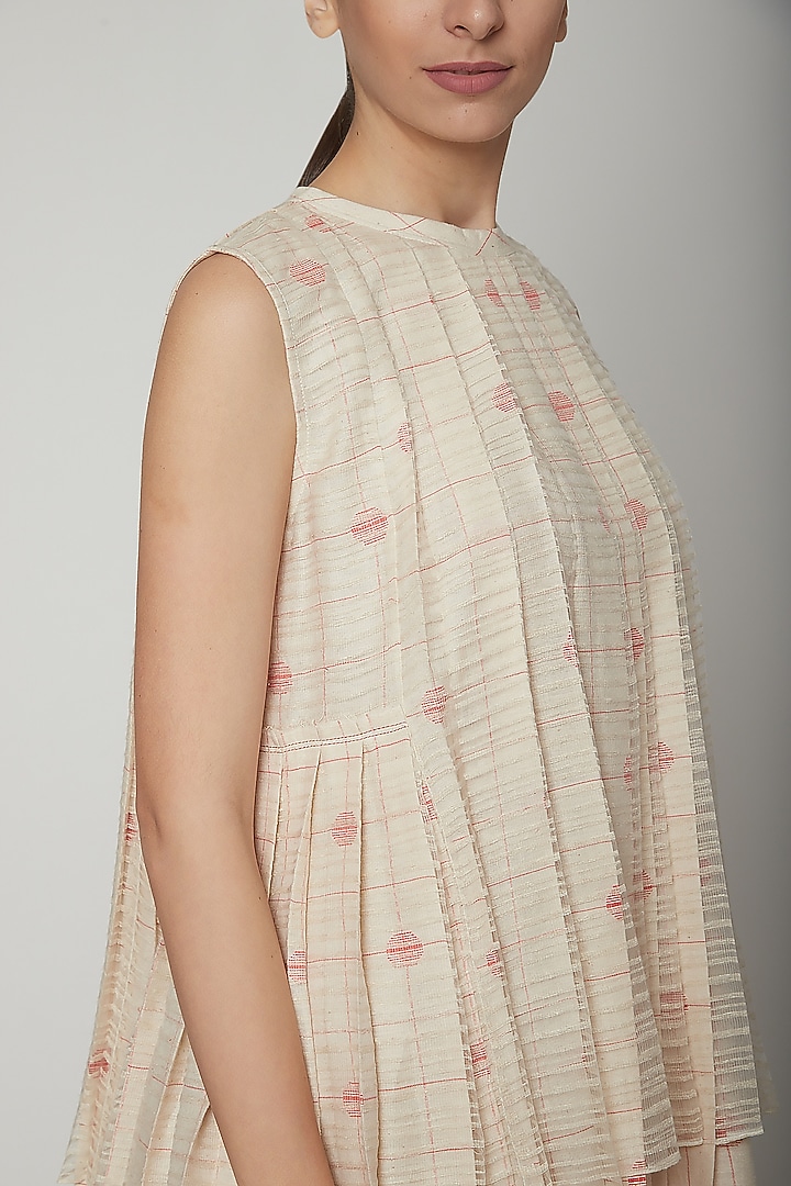 Blush Pink Pants With Metallic Yarns by Urvashi Kaur at Pernia's Pop Up Shop