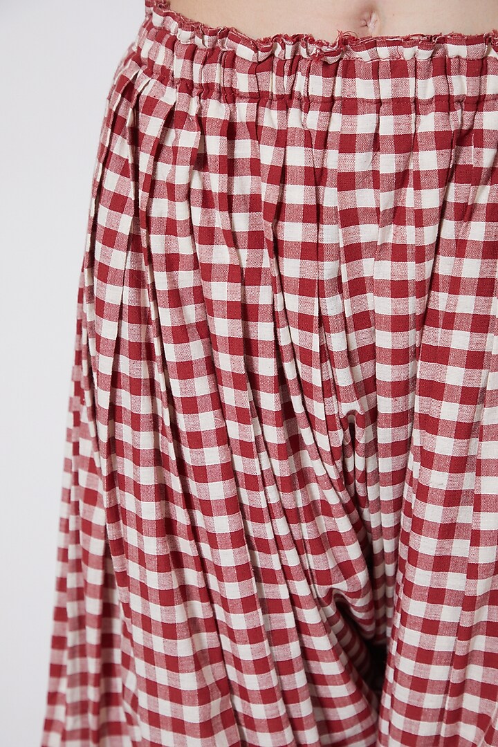 Red Cotton Salwar Pants by Urvashi Kaur at Pernia's Pop Up Shop