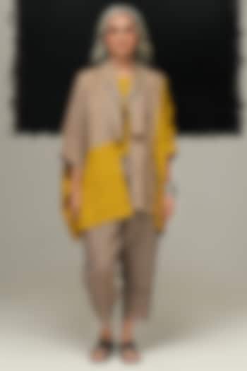 Steel Grey Linen Pants by Urvashi Kaur at Pernia's Pop Up Shop