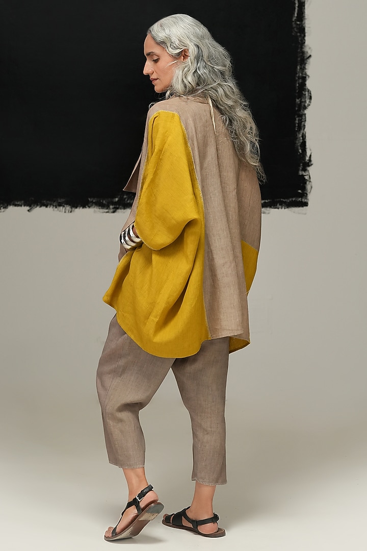 Steel Grey Linen Pants by Urvashi Kaur at Pernia's Pop Up Shop