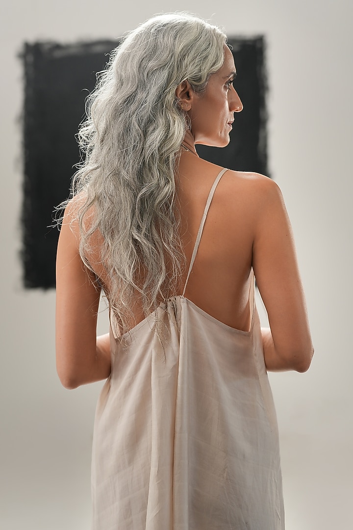 Pearl White Mulberry Silk Summer Dress by Urvashi Kaur at Pernia's Pop Up Shop