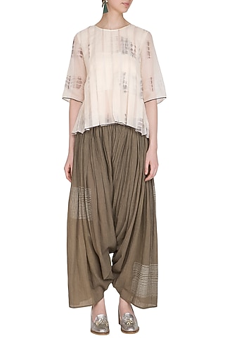 Ecru Tie-Dye Printed Top by Urvashi Kaur