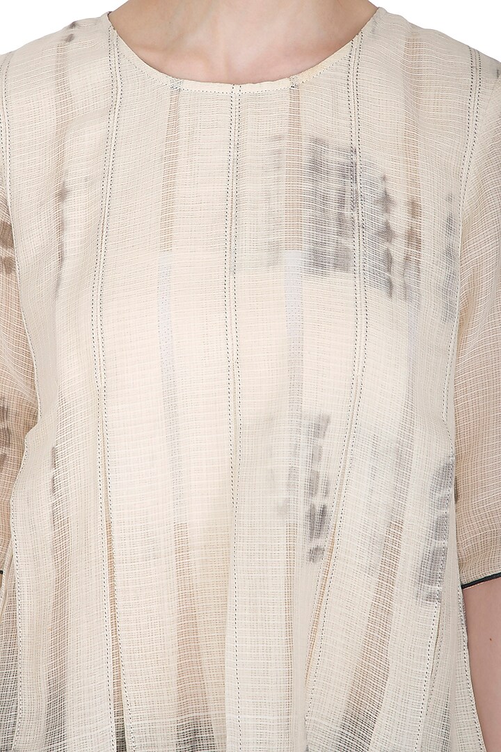 Ecru Tie-Dye Printed Top by Urvashi Kaur at Pernia's Pop Up Shop