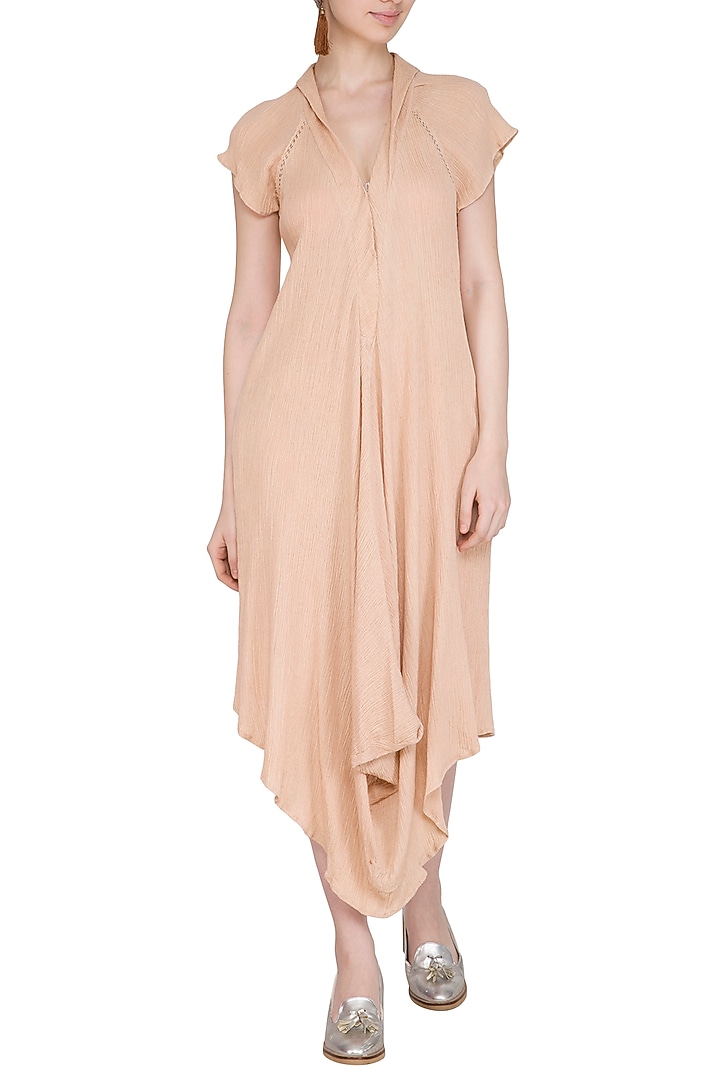 Salmon Pink Cotton Summer Dress by Urvashi Kaur at Pernia's Pop Up Shop