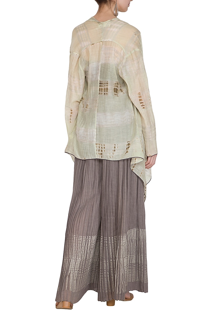 Grey Tie-Dye Printed Sheer Cape by Urvashi Kaur at Pernia's Pop Up Shop