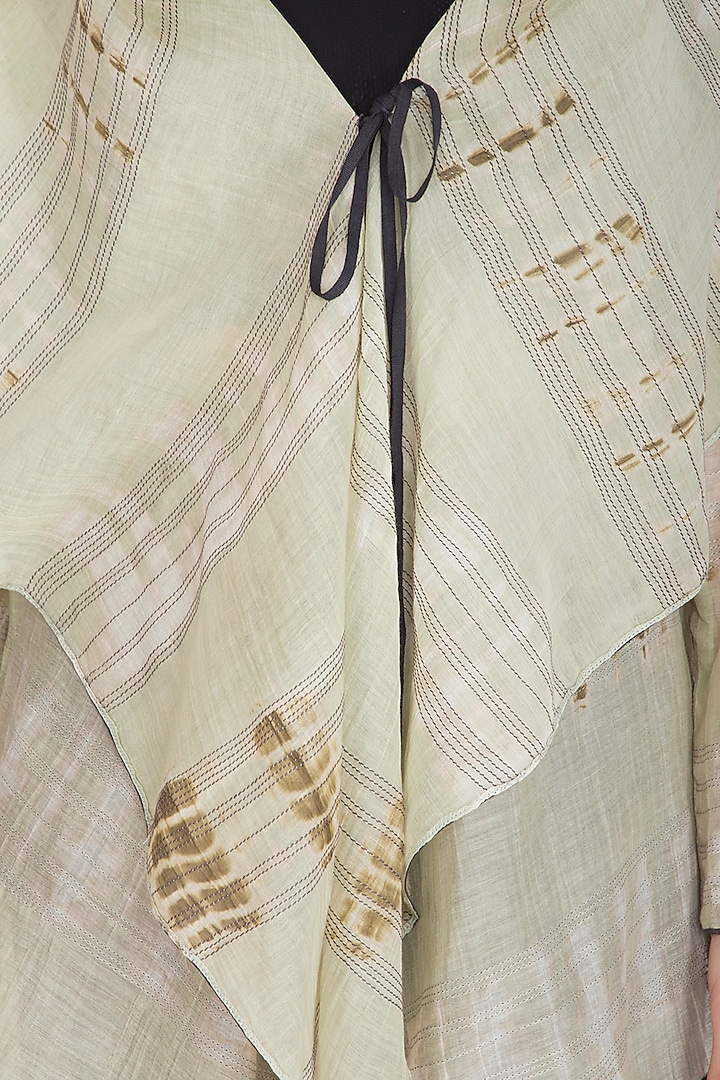 Grey Tie-Dye Printed Sheer Cape by Urvashi Kaur at Pernia's Pop Up Shop