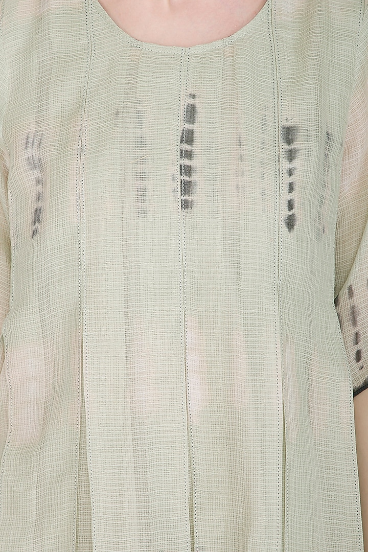 Sage Green Tie-Dye Pleated Vacation Dress by Urvashi Kaur at Pernia's Pop Up Shop