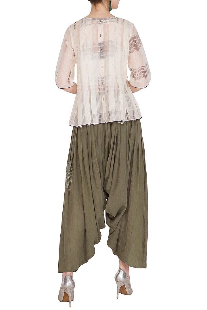 Brown Block Printed Salwar Pants by Urvashi Kaur at Pernia's Pop Up Shop