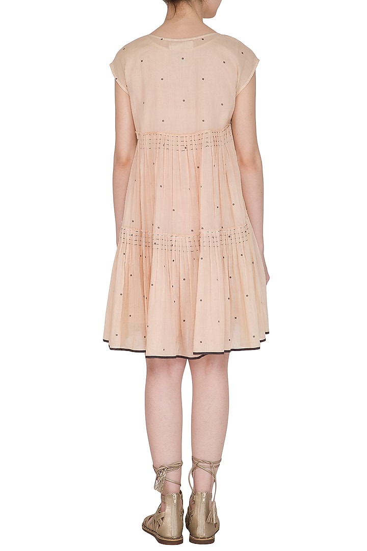 Salmon Pink Tie-Dye Printed Mini Summer Dress by Urvashi Kaur at Pernia's Pop Up Shop