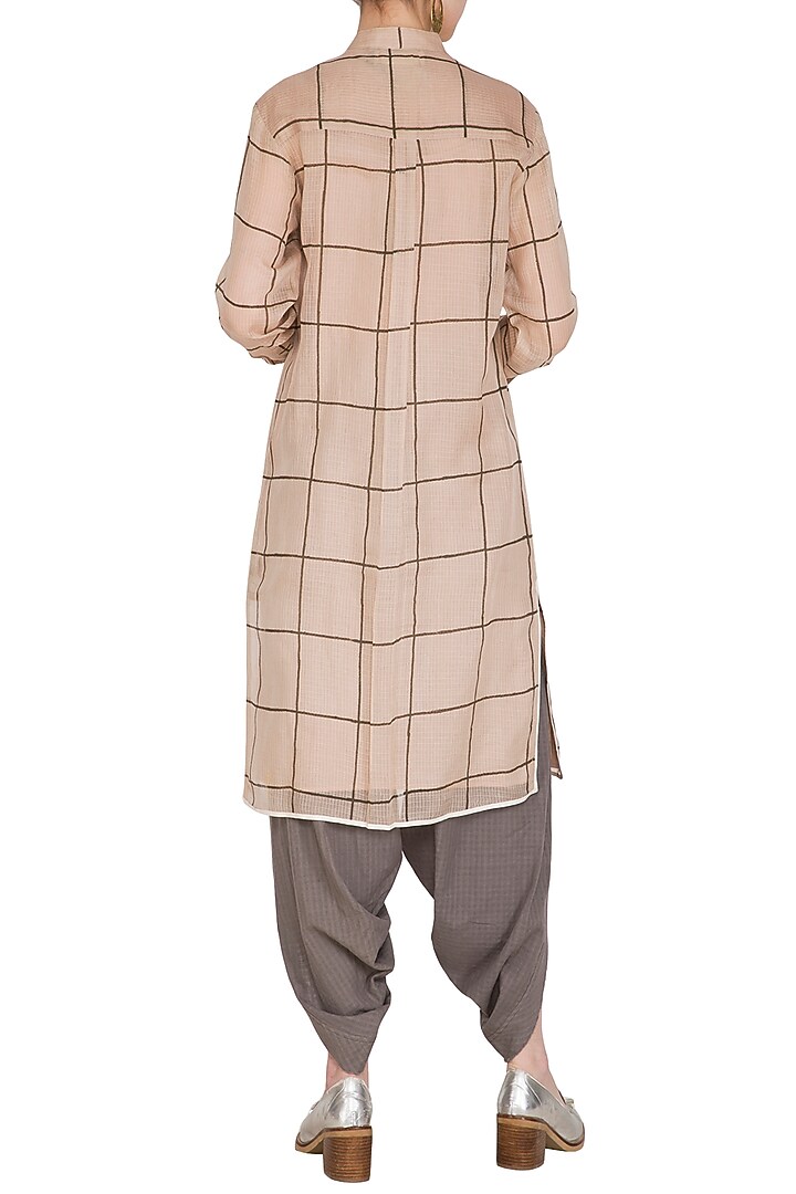 Salmon pink Block Printed Tunic by Urvashi Kaur at Pernia's Pop Up Shop
