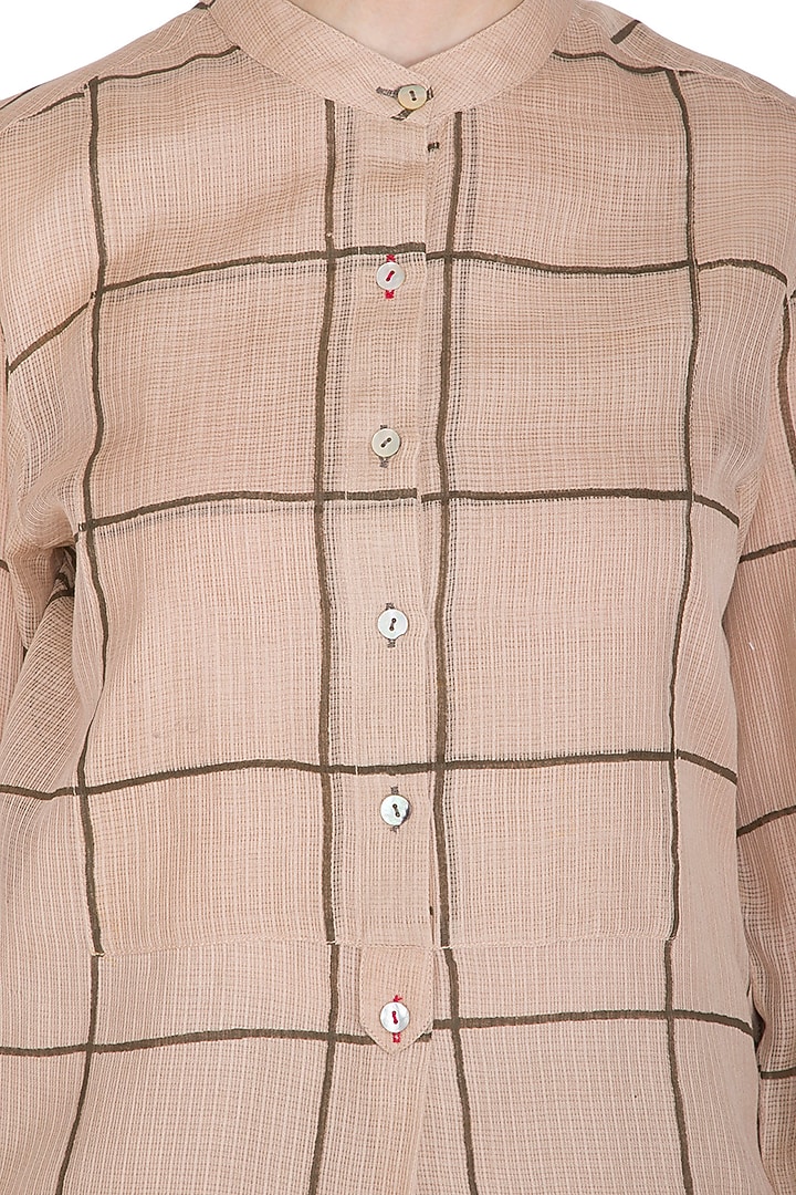 Salmon pink Block Printed Tunic by Urvashi Kaur at Pernia's Pop Up Shop