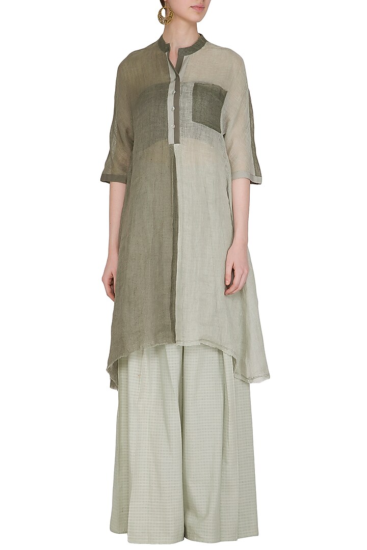 Sage Green Panelled Tunic by Urvashi Kaur at Pernia's Pop Up Shop