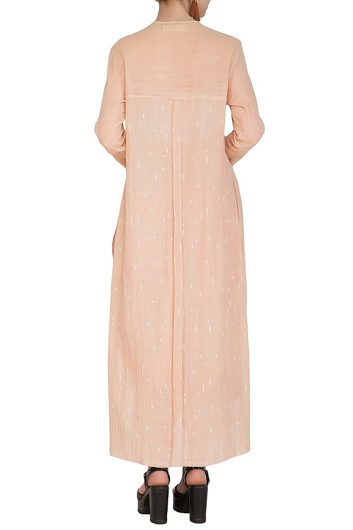 Salmon Pink Printed Sheer Tunic by Urvashi Kaur at Pernia's Pop Up Shop
