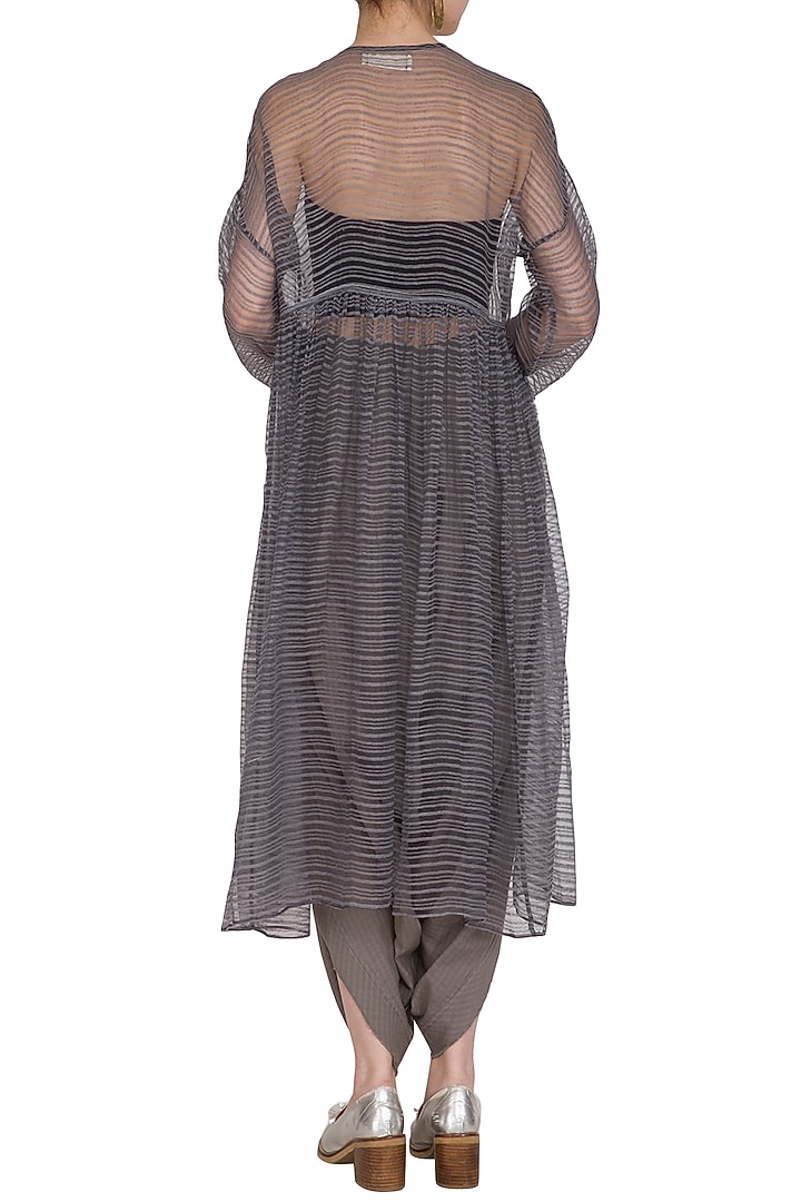 Grey Sheer Noil Cape by Urvashi Kaur at Pernia's Pop Up Shop