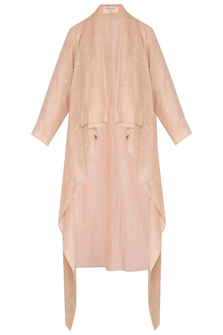 Salmon Pink Printed Cape by Urvashi Kaur at Pernia's Pop Up Shop