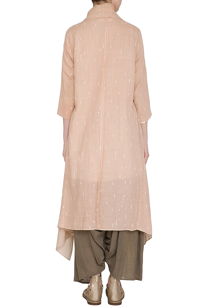 Salmon Pink Printed Cape by Urvashi Kaur at Pernia's Pop Up Shop