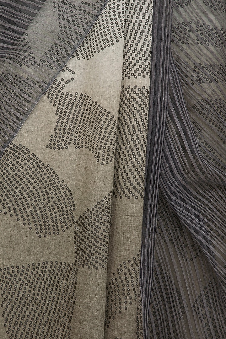 Ecru Printed Ombre & Printed Party Wear Saree by Urvashi Kaur at Pernia's Pop Up Shop