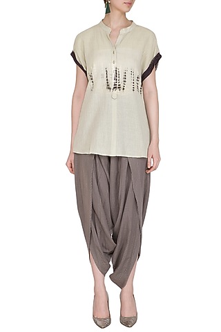 Sage Green Tie-Dye Printed Top by Urvashi Kaur