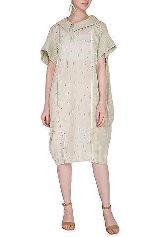 Sage Green Bandhani Dress by Urvashi Kaur