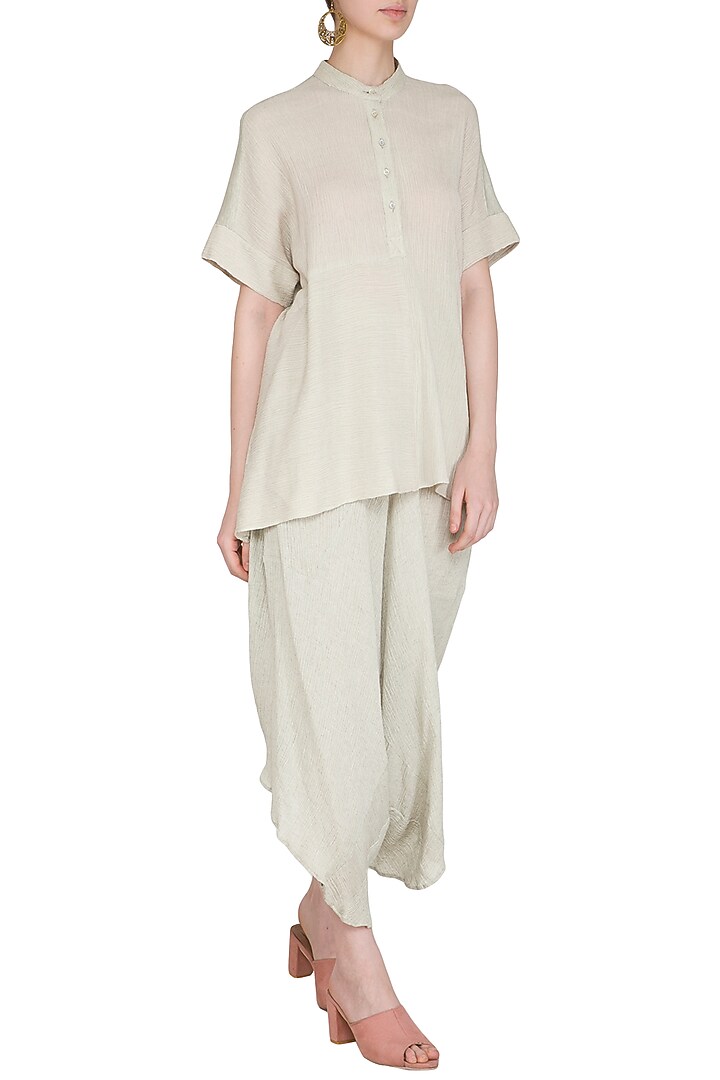 Ecru Colored Tie-Dye Printed Top by Urvashi Kaur at Pernia's Pop Up Shop
