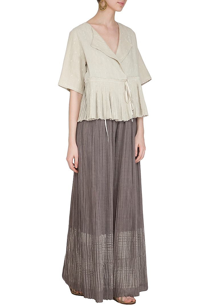 Sage Green Printed Top by Urvashi Kaur at Pernia's Pop Up Shop