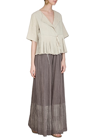 Sage Green Printed Top by Urvashi Kaur