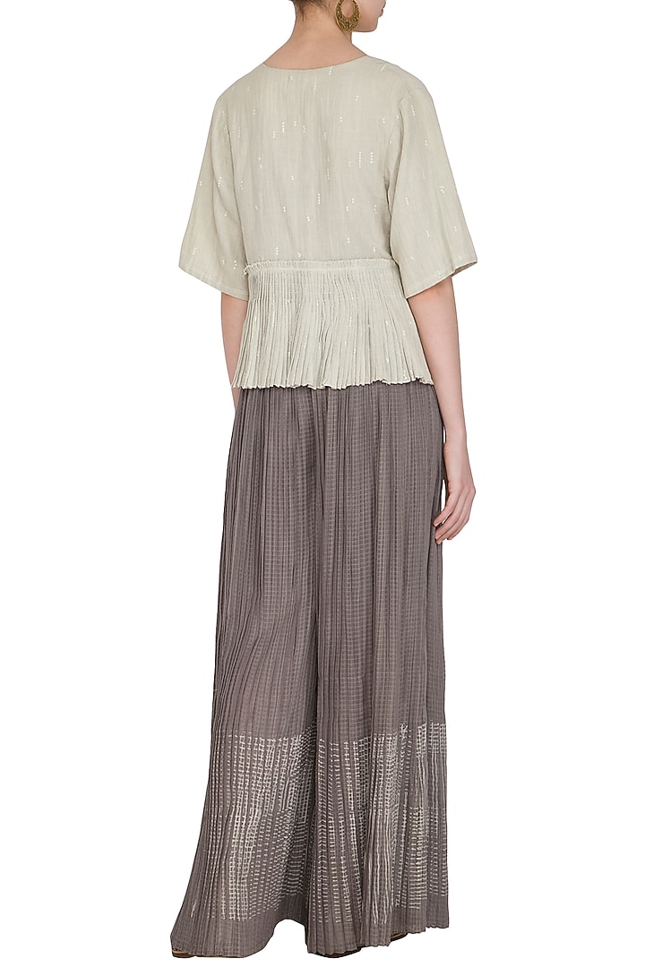 Sage Green Printed Top by Urvashi Kaur at Pernia's Pop Up Shop