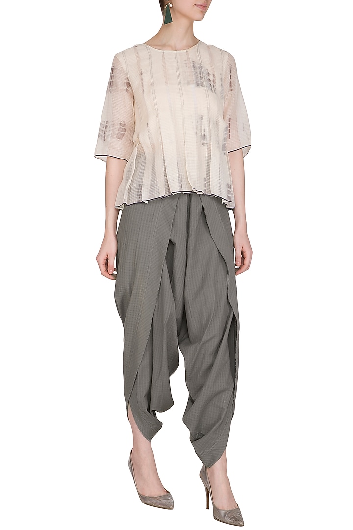 Grey Organic Cotton Dhoti Pants by Urvashi Kaur at Pernia's Pop Up Shop