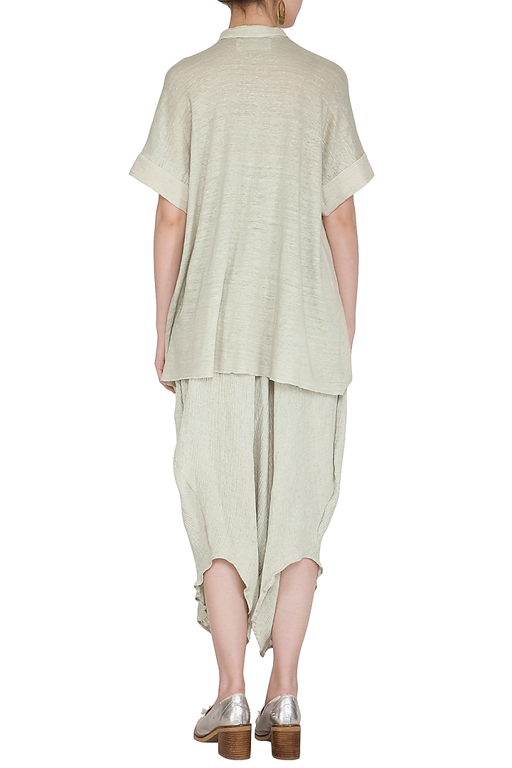 Sage Green Viscose Cotton Pants by Urvashi Kaur at Pernia's Pop Up Shop