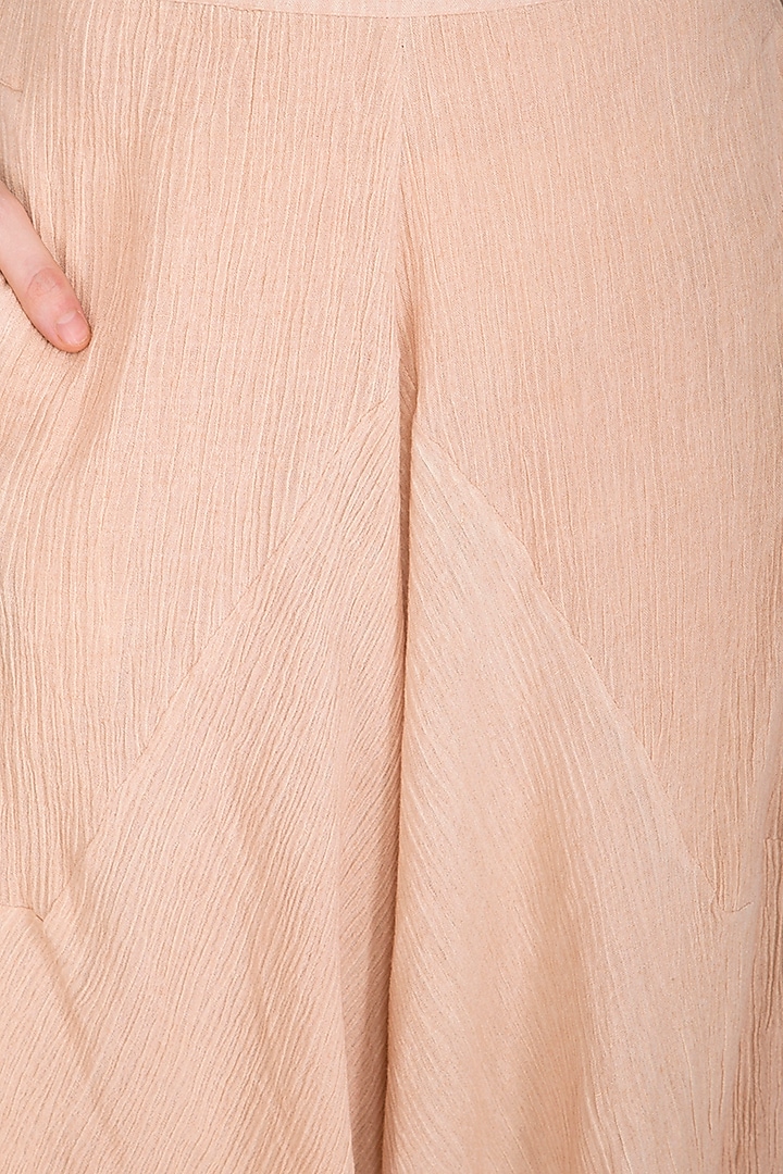 Salmon Pink Viscose Cotton Pants by Urvashi Kaur at Pernia's Pop Up Shop