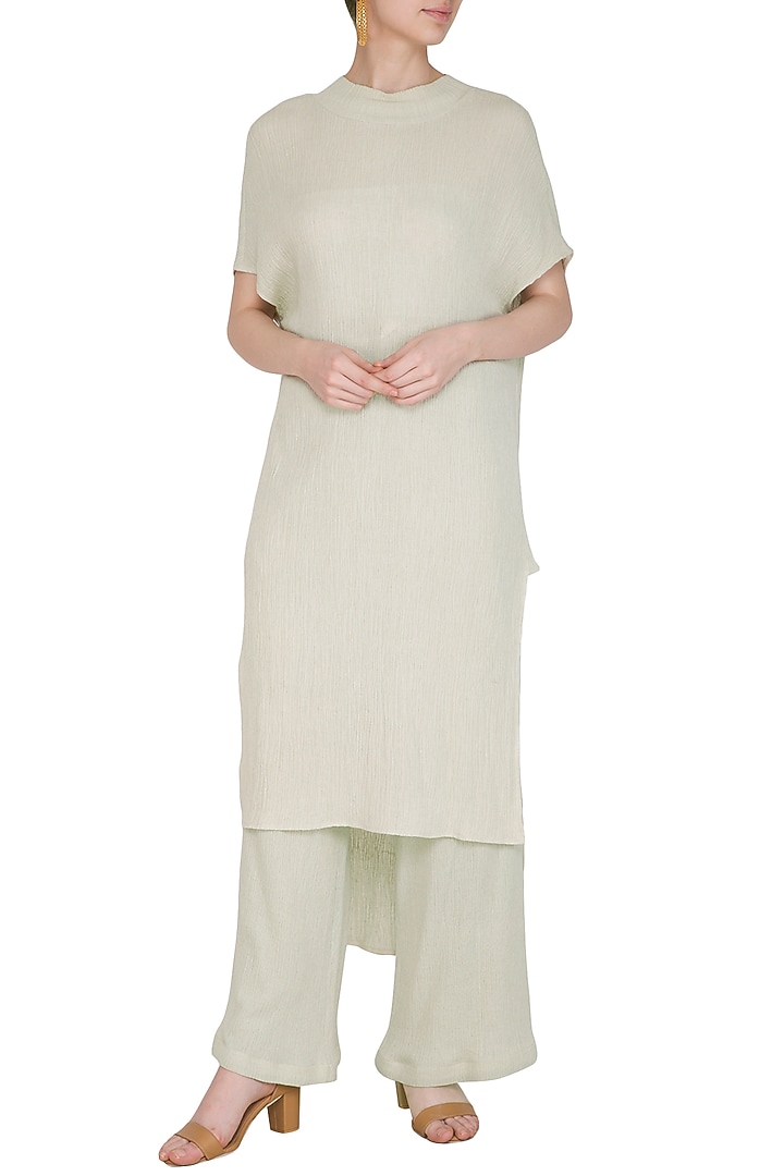 Sage Green Cotton Tunic by Urvashi Kaur at Pernia's Pop Up Shop