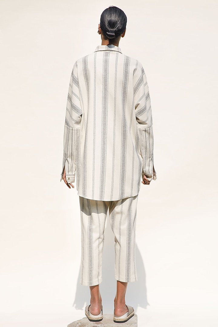 Cream Shell Handloom Cotton Pants by Urvashi Kaur at Pernia's Pop Up Shop