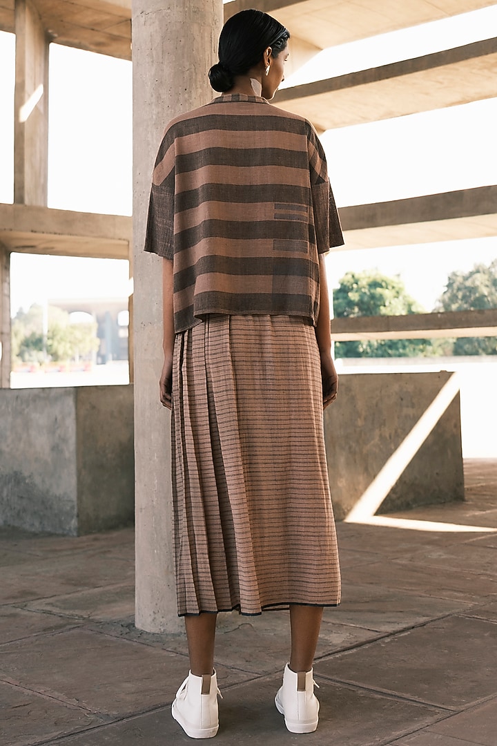 Nude Organic Cotton Block Printed Cropped Jacket by Urvashi Kaur at Pernia's Pop Up Shop