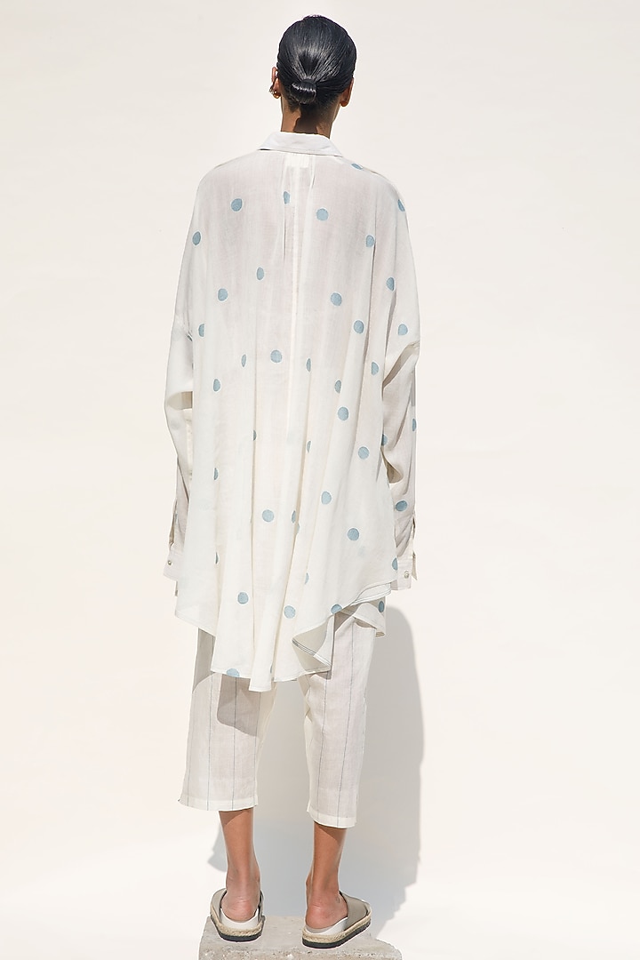 Cream Shell Hand Spun Cotton Silk Pants by Urvashi Kaur at Pernia's Pop Up Shop