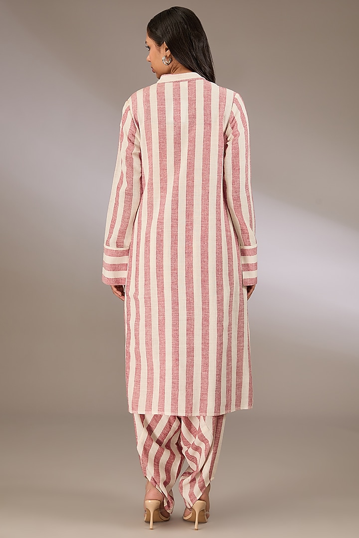 Red Handspun Cotton Button Down Tunic by Urvashi Kaur at Pernia's Pop Up Shop