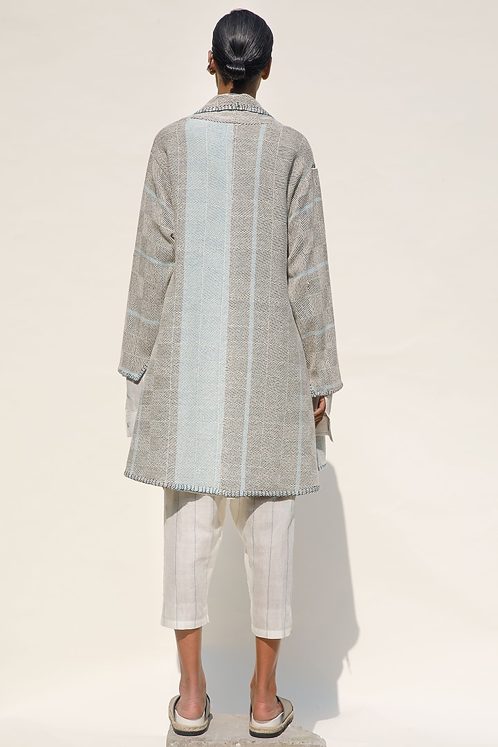 Cream Shell Handloom Cotton Jacket by Urvashi Kaur at Pernia's Pop Up Shop