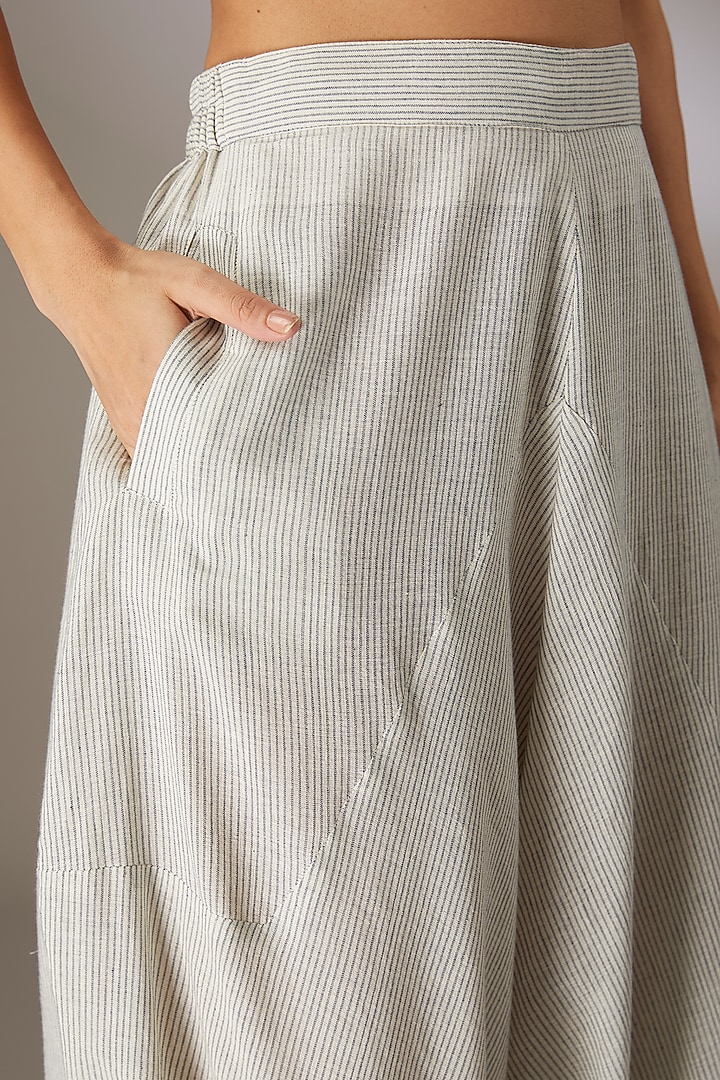 Blue Handloom Striped Cotton Dhoti Style Lounge Pants by Urvashi Kaur at Pernia's Pop Up Shop