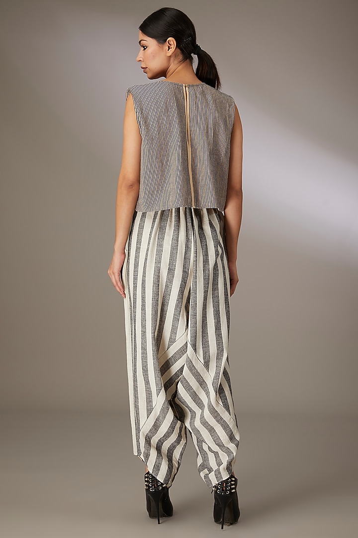 Grey Handspun Cotton Striped Dhoti Salwar Pants by Urvashi Kaur at Pernia's Pop Up Shop