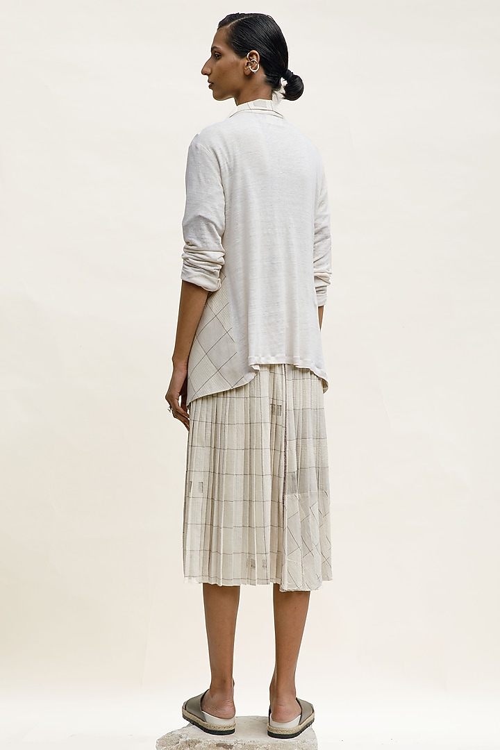 Cream Shell Hand Spun Cotton Block Printed Jacket by Urvashi Kaur at Pernia's Pop Up Shop