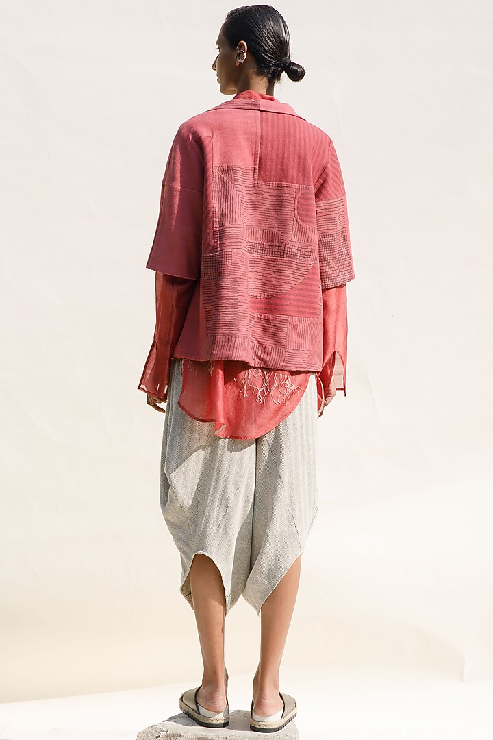 Brick Organic Cotton Block Printed Upcycled Jacket by Urvashi Kaur at Pernia's Pop Up Shop