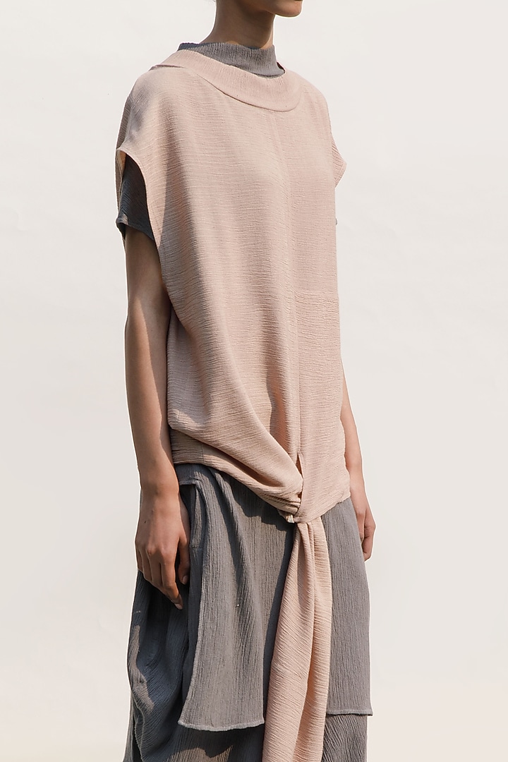 Slate Colored Crinkle Cotton Longline Tunic by Urvashi Kaur at Pernia's Pop Up Shop