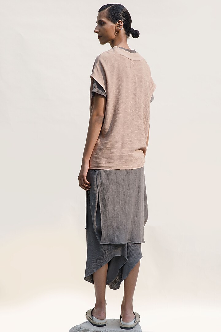 Slate Colored Crinkle Cotton Lounge Dhoti Pants by Urvashi Kaur at Pernia's Pop Up Shop