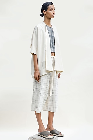 Shell Colored Handspun Cotton Cropped Jacket by Urvashi Kaur