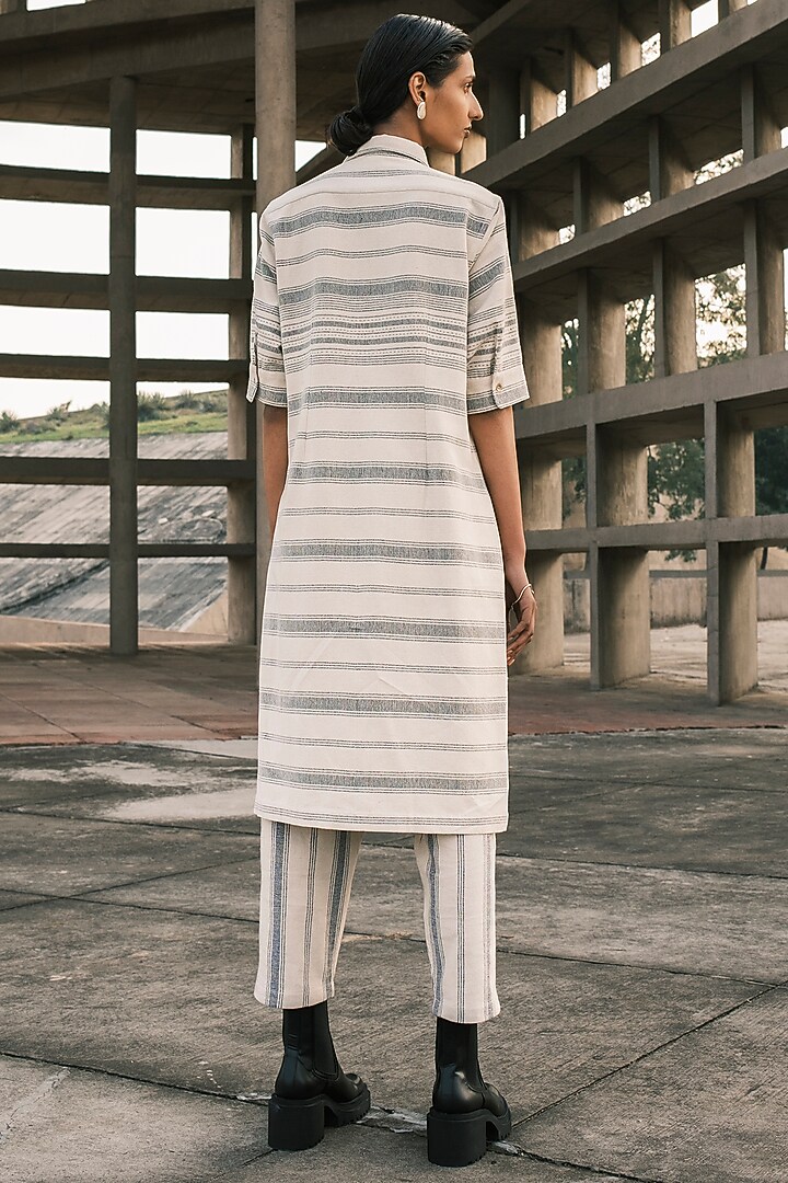 Shell Colored Handloom Cotton Lounge Pants by Urvashi Kaur at Pernia's Pop Up Shop