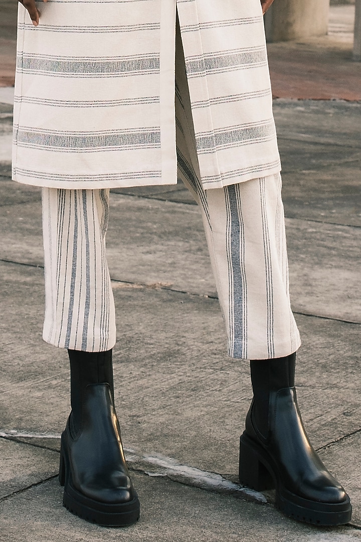 Shell Colored Handloom Cotton Lounge Pants by Urvashi Kaur at Pernia's Pop Up Shop