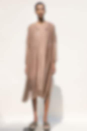 Nude Linen Noil Overlay by Urvashi Kaur at Pernia's Pop Up Shop